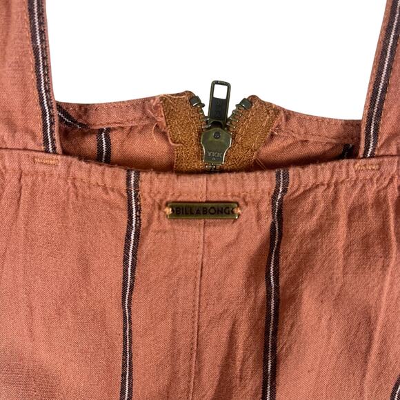 Billabong Stripe Belted Jumpsuit XS | Salmon Pink Boho Festival Romper Vacation - Picture 8 of 12